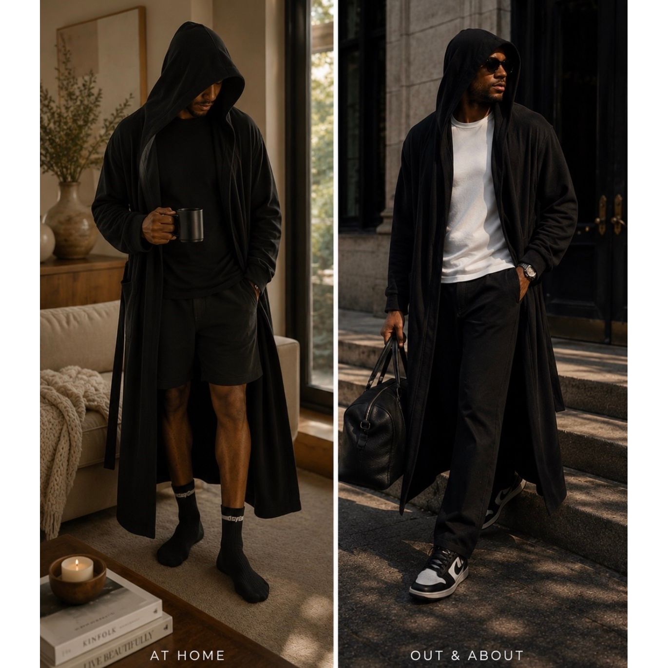 Black Unisex Bamboo Robe/Duster
