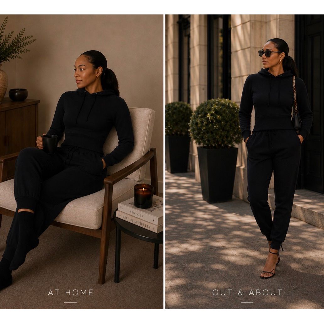 Black Modern Fitted Knit Set