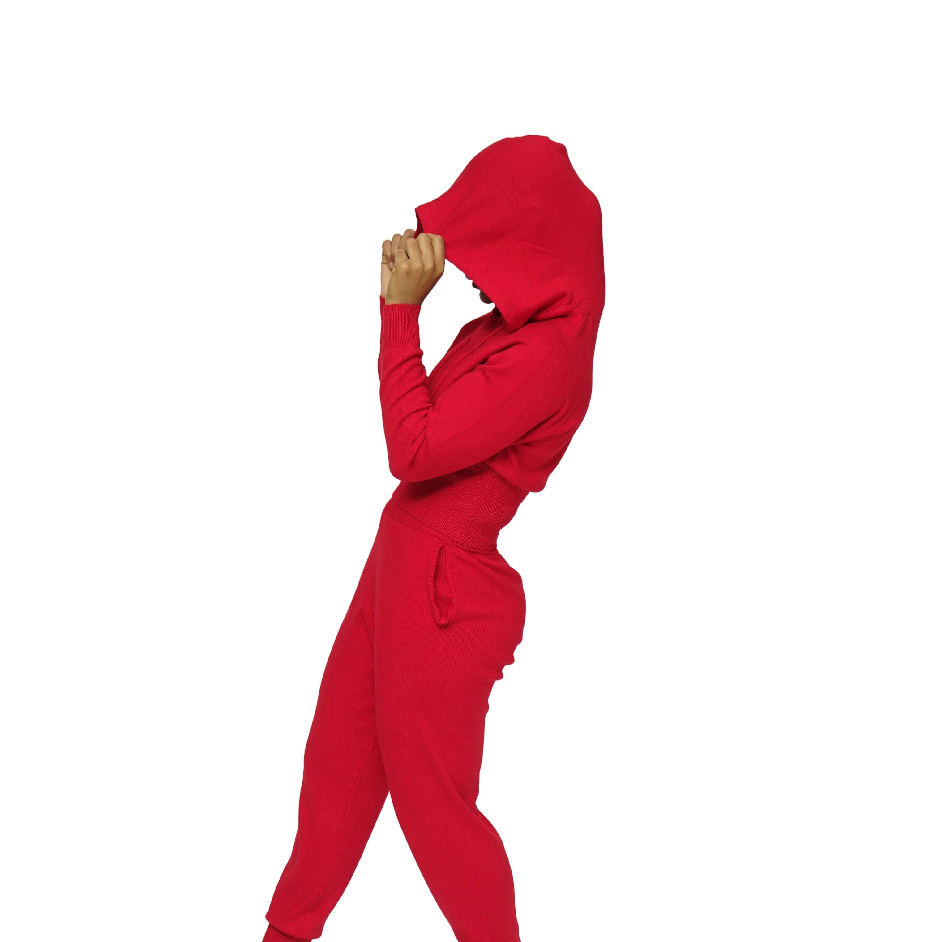 Red Modern Knit Jogger Set
