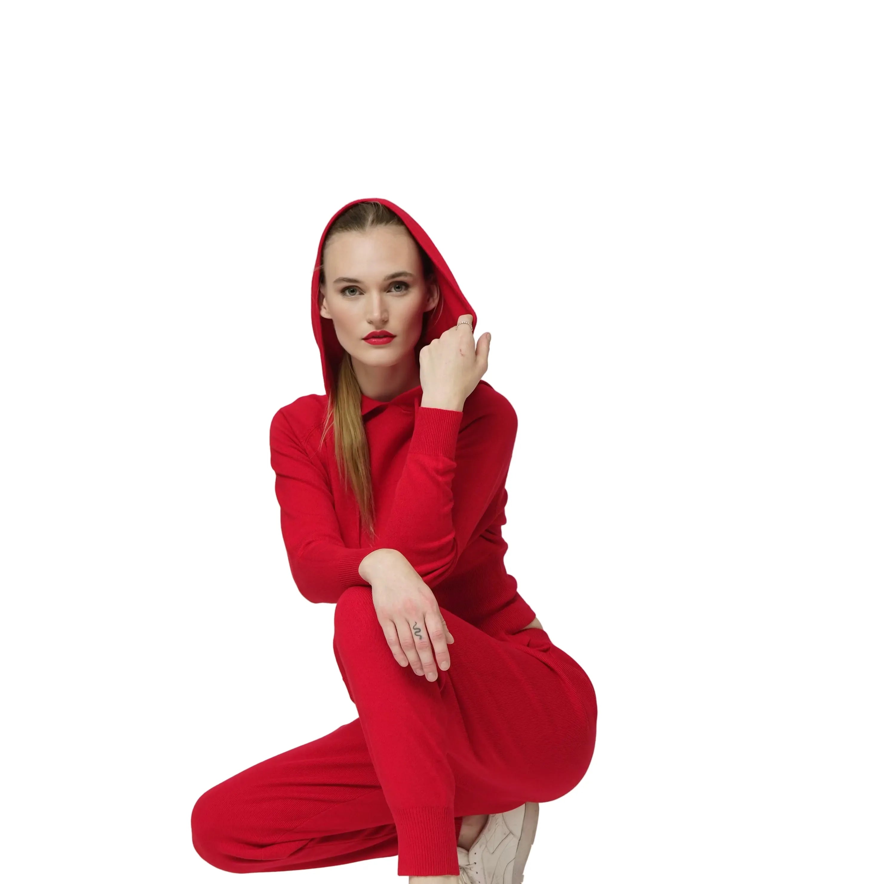 Red Modern Knit Jogger Set